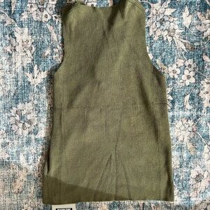 Green Ribbed Sleeveless Top